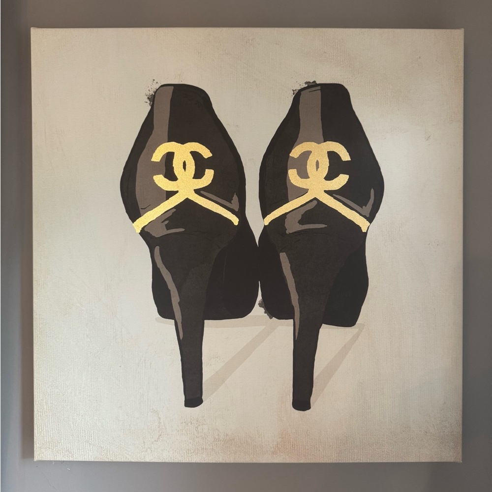 Chanel Black and Gold Canvas Wall Art